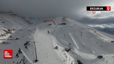 Palandöken’de yamaç paraşütü keyfi