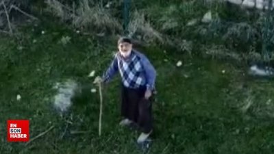 Elazığ'da ilk kez drone gören yaşlı adamın tavırları
