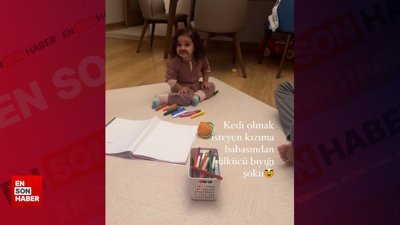 Kedi olmak isteyen sevimli küçük kız