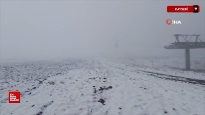 Erciyes'e Mayıs ayında kar yağdı