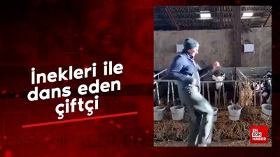 İnekleri ile dans eden çiftçinin eğlenceli anları
