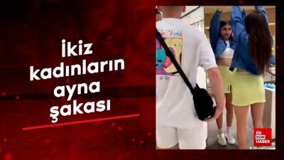 İkiz kadınların ayna şakası