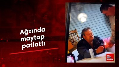 Ağzında maytap patlattı