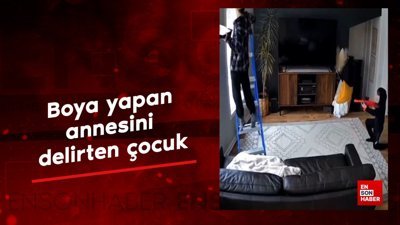 Boya yapan annesini delirten çocuk