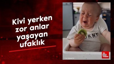 Kivi yerken zor anlar yaşayan ufaklık