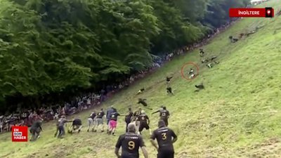 İngiltere'de peynir yuvarlama yarışması düzenlendi