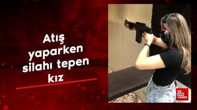 Atış yaparken silahı tepen kız