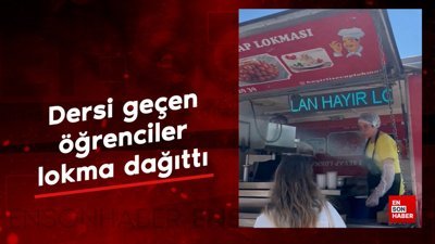İstanbul'da dersi geçen öğrenciler hayır lokması dağıttı