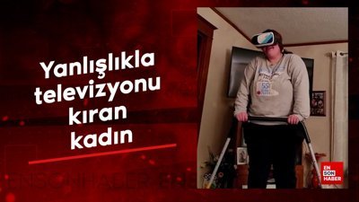 Yanlışlıkla televizyonu kıran kadın
