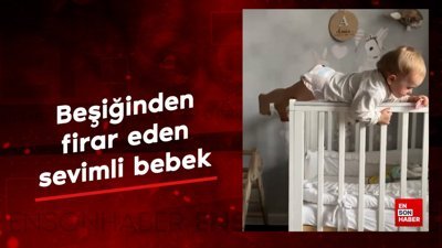 Beşiğinden firar eden sevimli bebek