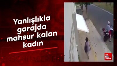Yanlışlıkla garajda mahsur kalan kadın