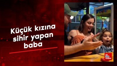 Küçük kızına sihir yapan baba kamerada