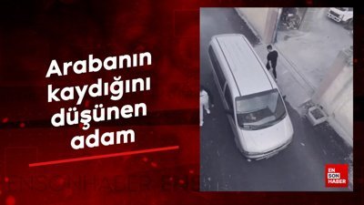 Arabanın kaydığını düşünen adam