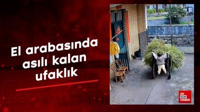 El arabasında asılı kalan ufaklık