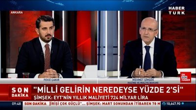 Mehmet Şimşek: EYT'nin yıllık maliyeti 724 milyar TL