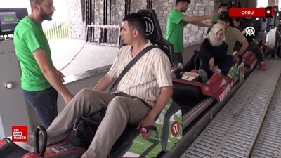 Turistler Ordu manzaralı dağ kızağı heyecanı yaşıyor
