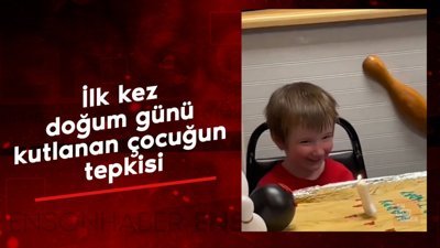 İlk kez doğum günü kutlanan çocuğun tepkisi