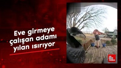 Eve girmeye çalışan adamı yılan ısırıyor