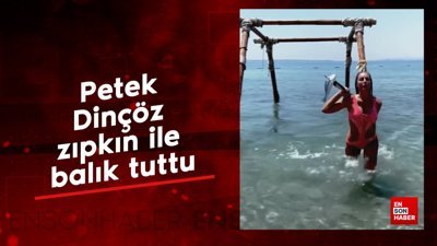 Petek Dinçöz zıpkın ile balık tuttu