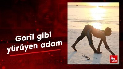 Goril gibi yürüyen adam