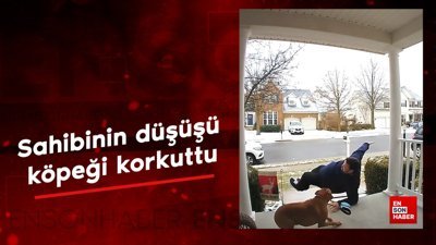 Sahibinin düşüşü köpeği korkuttu