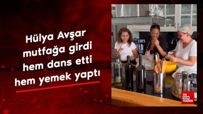 Hülya Avşar mutfağa girdi! Hem dans etti hem yemek yaptı