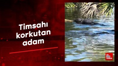 Timsahı korkutan adam