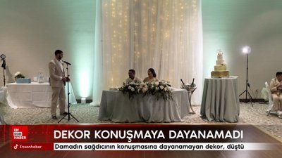 Damadın sağdıcının konuşmasına dayanamayan dekor, düştü