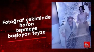 Fotoğraf çekiminde horon tepmeye başlayan teyze