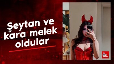Defne Samyeli'nin kızları Deren ve Derin'in Cadılar Bayramı tarzı! Şeytan ve kara melek oldular