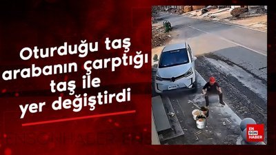 Oturduğu taş arabanın çarptığı taş ile yer değiştirdi