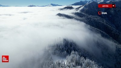 Genya Dağı'nda büyüleyici kış manzaraları havadan görüntülendi