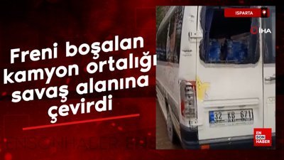 Isparta'da freni boşalan kamyon mahalle arasına daldı