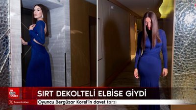 Oyuncu Bergüzar Korel'in davet tarzı: Sırt dekolteli elbise giydi