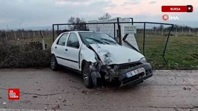 Bursa'da hapşıran sürücü direksiyon hakimiyetini kaybederek duvara çarptı