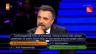 Kim Milyoner Olmak İster'deki 1 milyon TL'lik soru açıldı