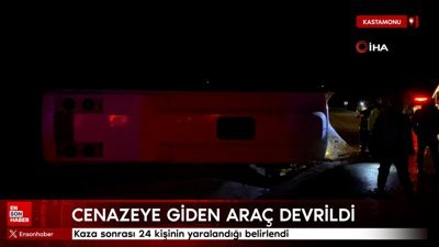 Kastamonu'da cenazeye giden midibüs devrildi: 24 kişi yaralandı