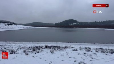 Denizli'de Buldan Süleymanlı Yayla Gölü beyaza büründü