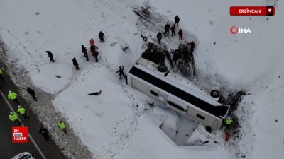 Erzincan’da kaza yapan otobüsün kaza yapmadan saniyeler öncesi