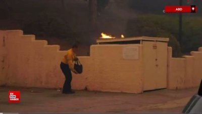 Los Angeles itfaiyesinden market poşetiyle müdahale