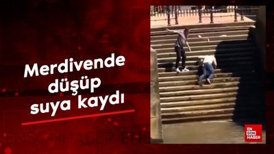 Merdivende düşüp suya kaydı
