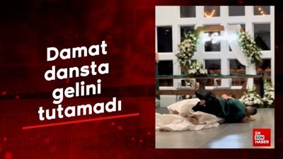 Damat dansta gelini tutamadı