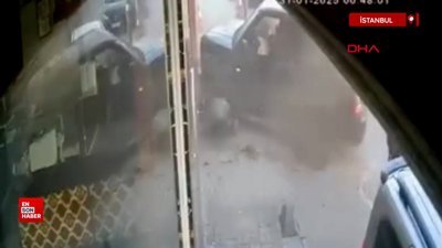 Bayrampaşa'da cip binaya çarptı; bir kişi altında kalmaktan sonda kurtuldu