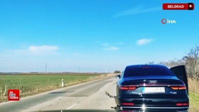 Belgrad'da Sırbistan Cumhurbaşkanı’nın içinde bulunduğu aracın lastiği fırladı