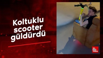 Yurt dışında gencin bindiği koltuklu scooter güldürdü
