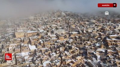 Mardin'de kar manzarası havadan görüntülendi