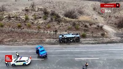 Kırıkkale'de cezaevi ring aracı devrildi
