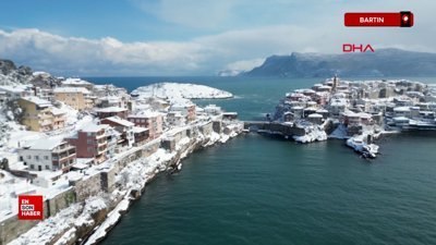 Bartın Amasra'da kar yağışıyla güzel manzaralar oluştu