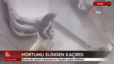 Bursa'da acemi yıkamacının tazyikli suyla imtihanı