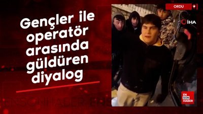Ordu'da buz tutan yolda kayan gençler ile operatör arasında güldüren diyalog